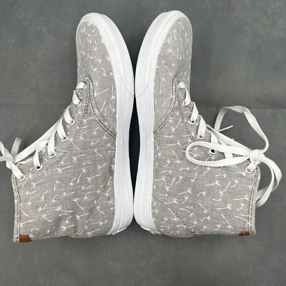 Vans Camden High-Top Gray White Canvas Dandelion Print Sneakers Size 7.5 - Picture 11 of 16